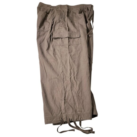 NEW J.Jill Womens Brown Drawstring Waist Wide Leg Cropped Utility Pants Size 10 - Picture 3 of 12
